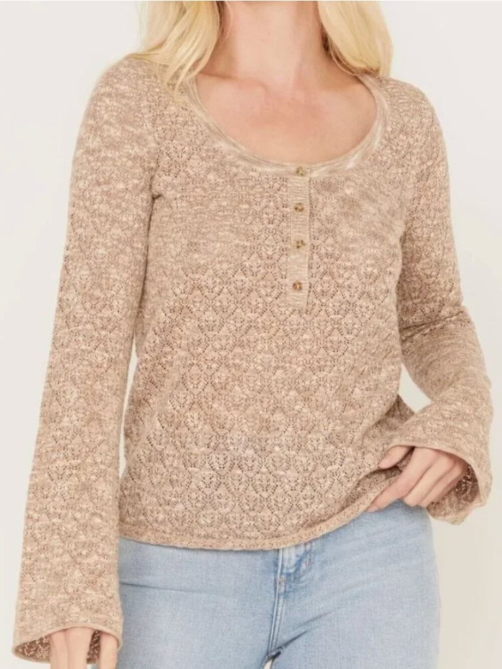 Idyllwind Miranda Lambert | Ranger Pointelle Long Sleeve Henley Oatmeal Large